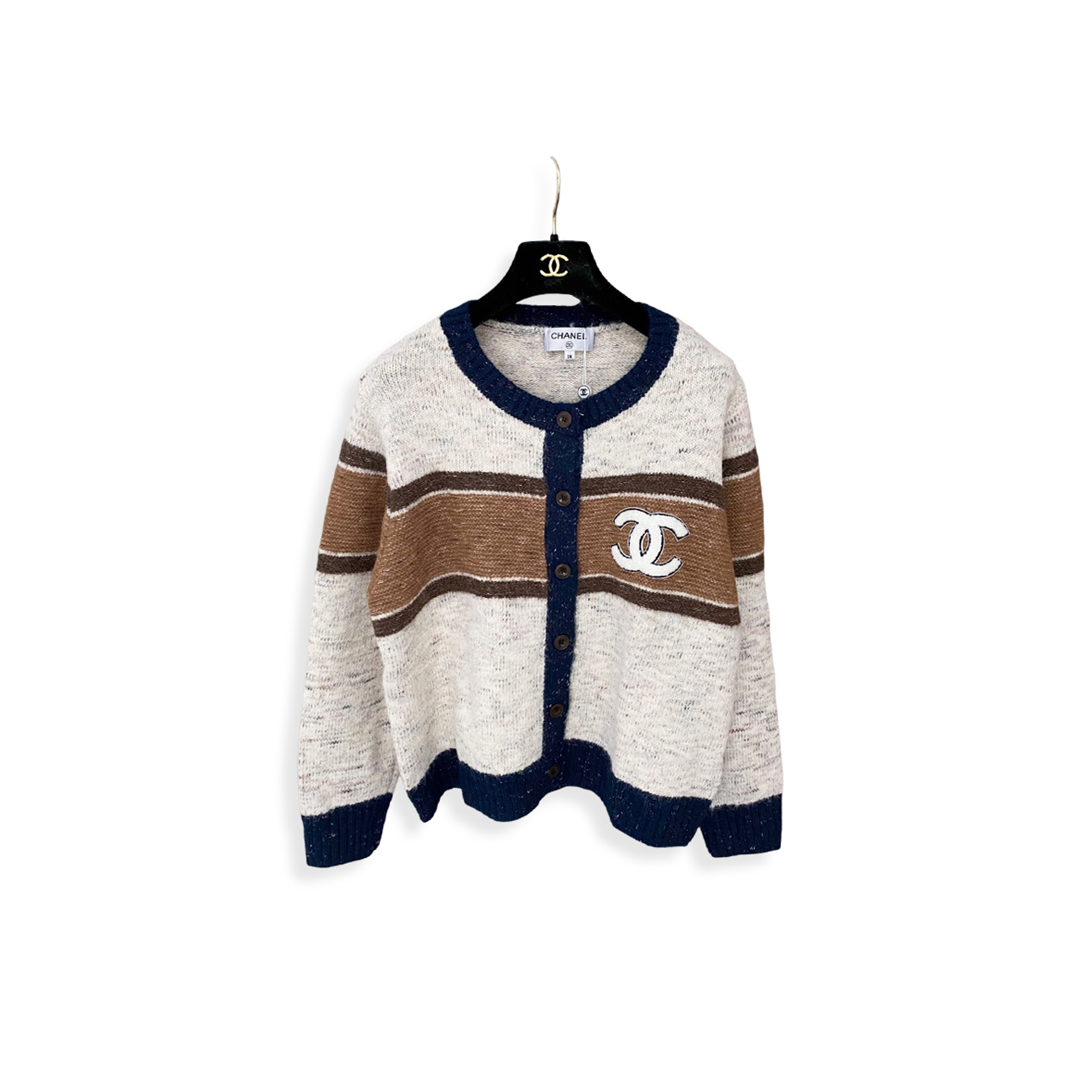 Ch**el crew neck cardigan sweater